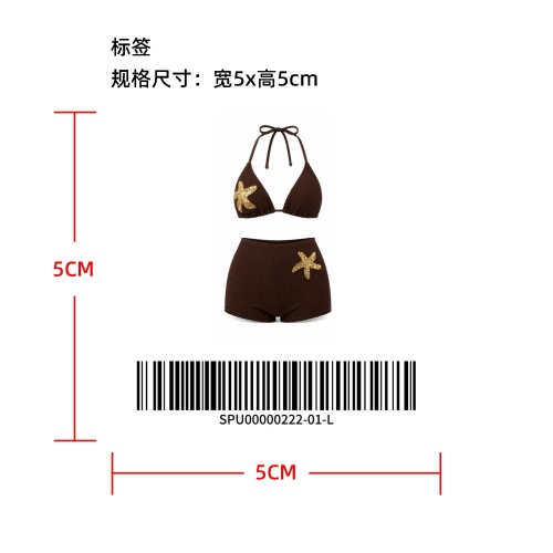 褶皱纹理比基尼套装标签