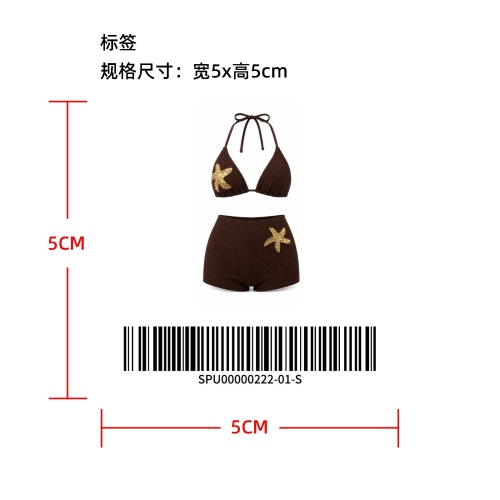 褶皱纹理比基尼套装标签