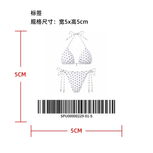 波点挂脖系带比基尼标签