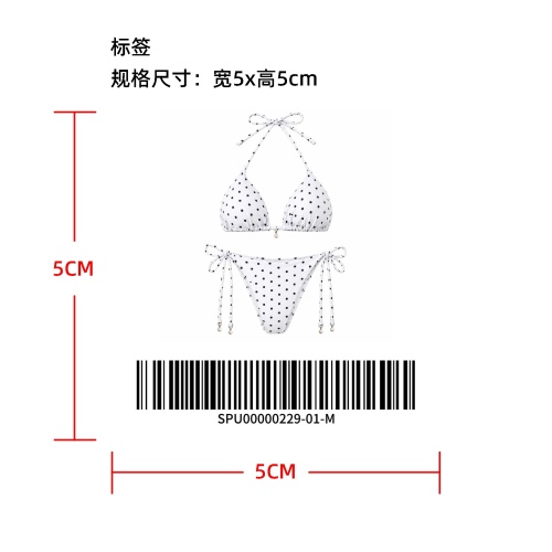 波点挂脖系带比基尼标签