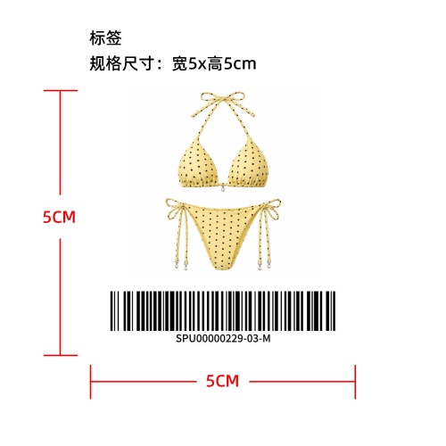 波点挂脖系带比基尼标签