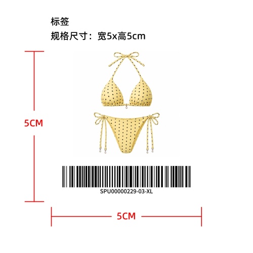 波点挂脖系带比基尼标签