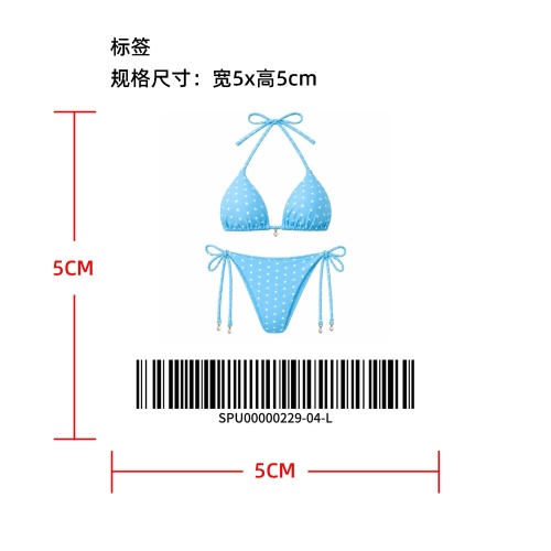 波点挂脖系带比基尼标签