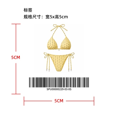 波点挂脖系带比基尼标签