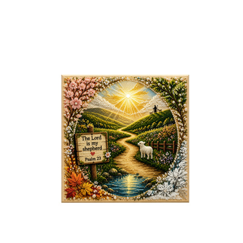 信仰花园珍珠艺术收藏-牧羊小羊风景画