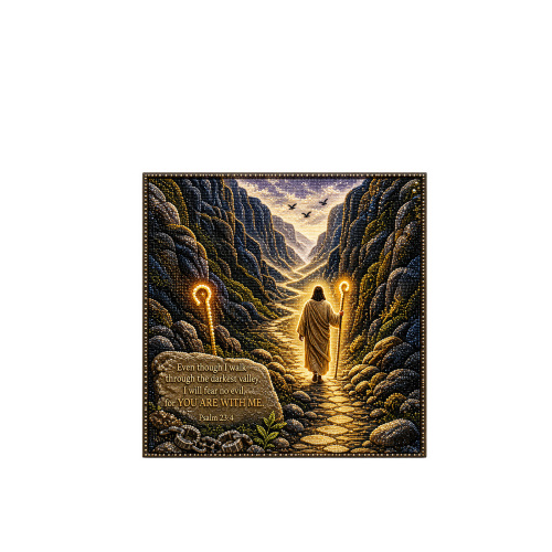 信仰花园珍珠艺术收藏-耶稣行过幽谷画