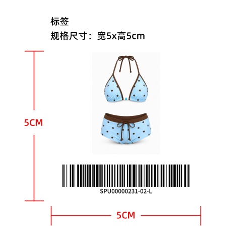 撞色包边波点挂脖比基尼标签