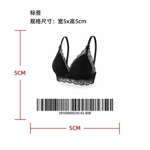 花卉蕾丝 V 领三角杯内衣标签