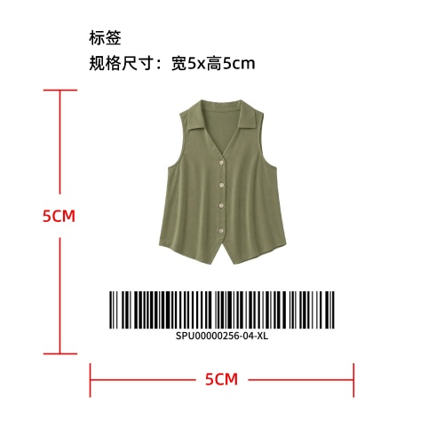 缎面无袖翻领背心衬衫标签