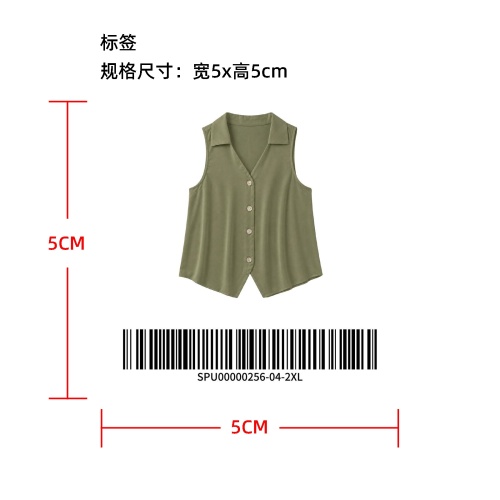 缎面无袖翻领背心衬衫标签