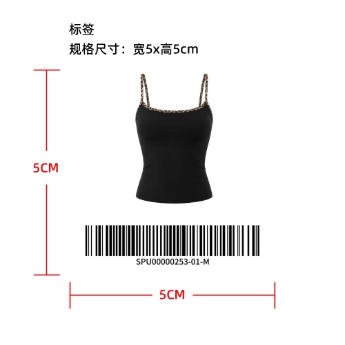 豹纹包边吊带背心标签