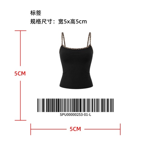 豹纹包边吊带背心标签