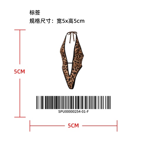 豹纹露背深V连体情趣内衣标签