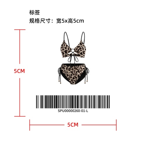 胸前镂空绑带泳衣标签