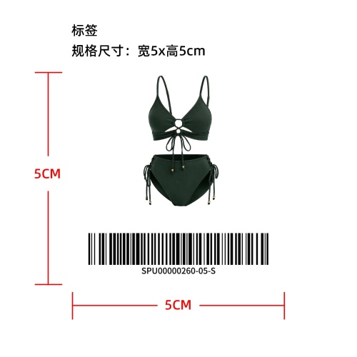 胸前镂空绑带泳衣标签