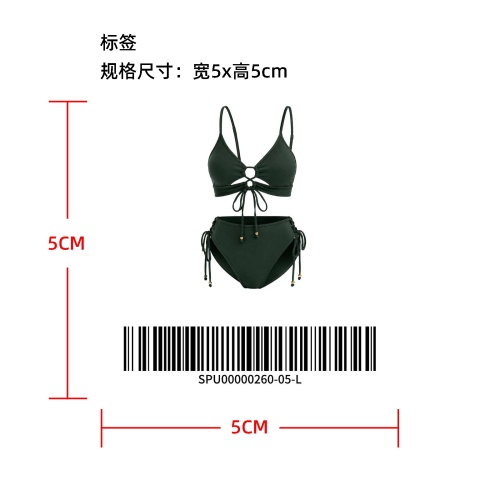 胸前镂空绑带泳衣标签