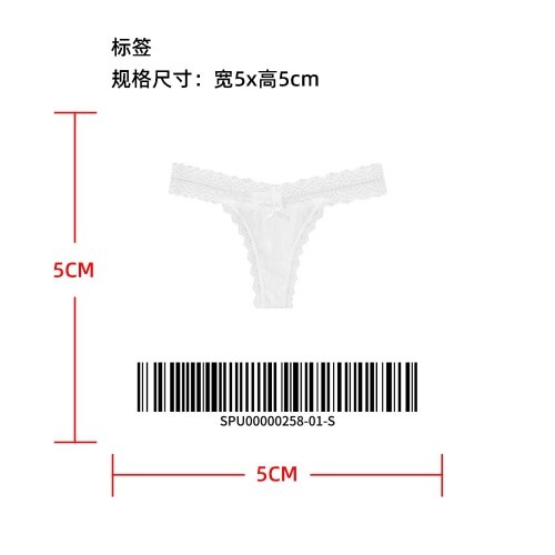 蕾丝边蝴蝶结装饰丁字裤标签