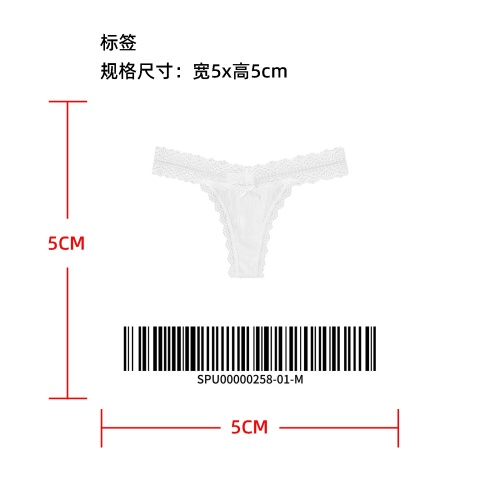 蕾丝边蝴蝶结装饰丁字裤标签