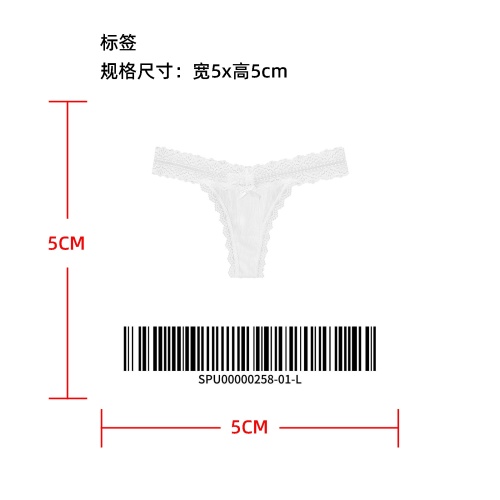 蕾丝边蝴蝶结装饰丁字裤标签