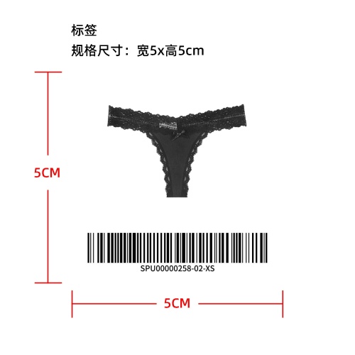 蕾丝边蝴蝶结装饰丁字裤标签