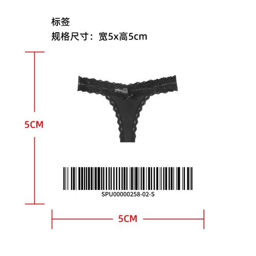 蕾丝边蝴蝶结装饰丁字裤标签
