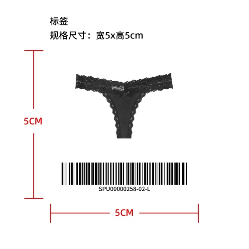 蕾丝边蝴蝶结装饰丁字裤标签