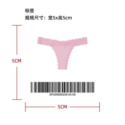 蕾丝边蝴蝶结装饰丁字裤标签