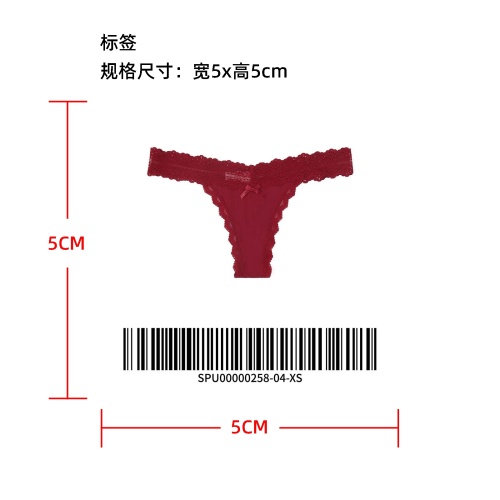 蕾丝边蝴蝶结装饰丁字裤标签