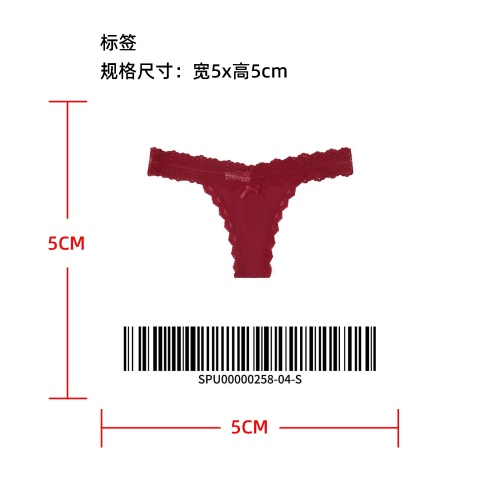 蕾丝边蝴蝶结装饰丁字裤标签