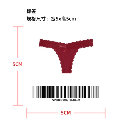 蕾丝边蝴蝶结装饰丁字裤标签