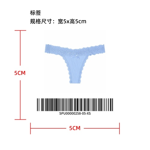 蕾丝边蝴蝶结装饰丁字裤标签