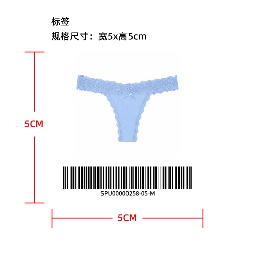 蕾丝边蝴蝶结装饰丁字裤标签