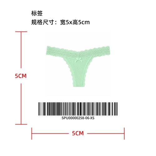 蕾丝边蝴蝶结装饰丁字裤标签