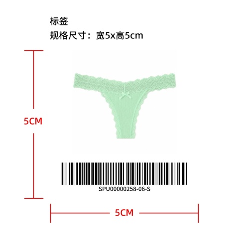 蕾丝边蝴蝶结装饰丁字裤标签