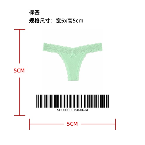 蕾丝边蝴蝶结装饰丁字裤标签
