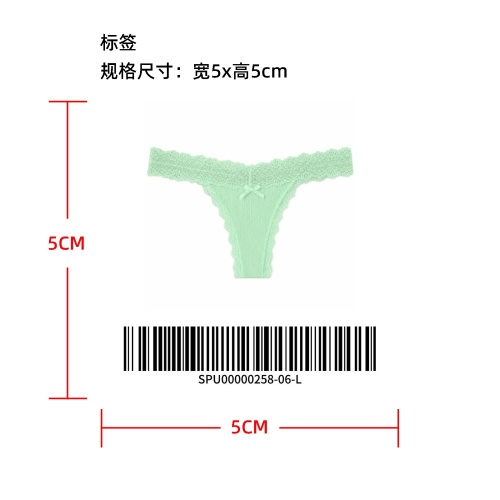 蕾丝边蝴蝶结装饰丁字裤标签