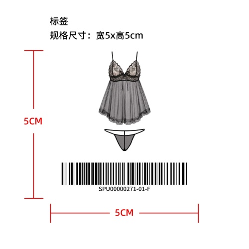 蕾丝网纱透视睡裙标签