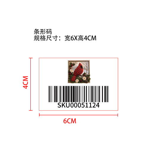 3D圣诞节布艺戳戳画套装（红鸟）标签
