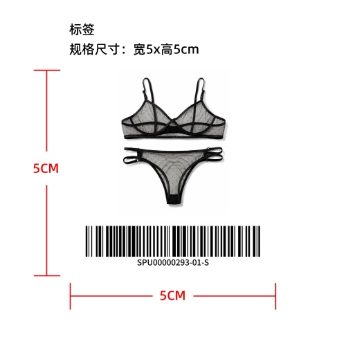 波点网纱文胸内裤套装标签