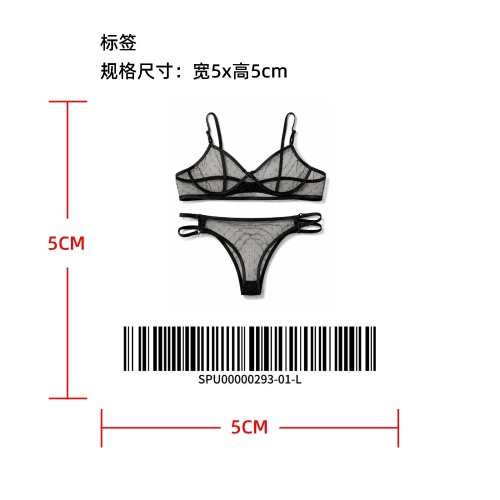 波点网纱文胸内裤套装标签