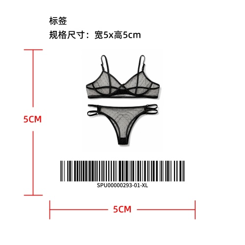 波点网纱文胸内裤套装标签