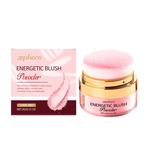 zephoco 珊瑚红元气腮红粉 色泽自然红润柔滑细腻日常通勤约会妆容