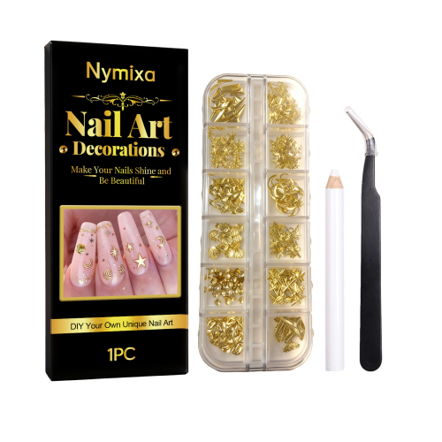 Nymixa 金色美甲饰品 DIY多形状美甲饰品装饰时尚金色炫彩工具套装