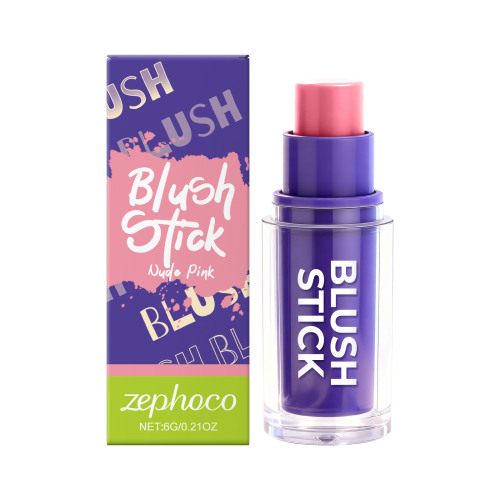 zephoco 裸粉色滋润丝滑腮红棒 粉嫩脸颊自然显色立体单色修容腮红膏棒