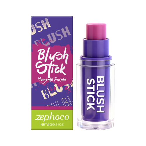 zephoco 玫紫色滋润丝滑腮红棒 粉嫩脸颊自然显色立体单色修容腮红膏棒