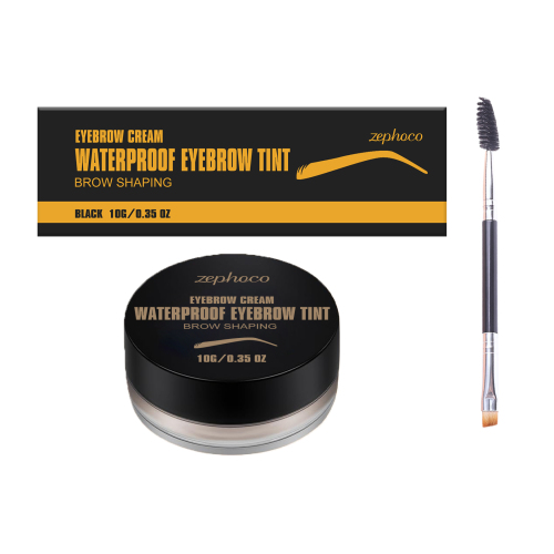 zephoco 防水染眉膏（黑色）自然显色膏体丝滑易蘸取适用日常派对妆容