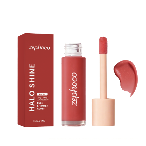 zephoco 水润珠光唇釉（正红色）珠光带细闪保湿透亮丝滑显色口红