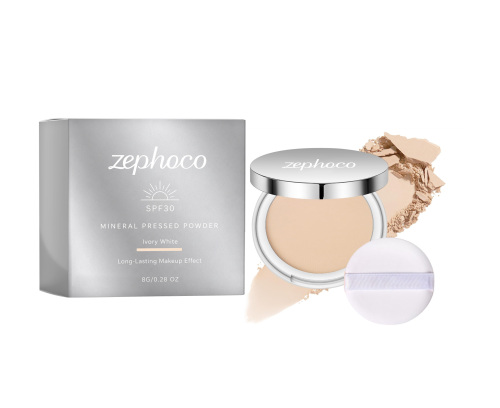 zephoco 持妆定妆粉饼(象牙白）控油防水汗亲肤粉质轻盈柔焦定妆