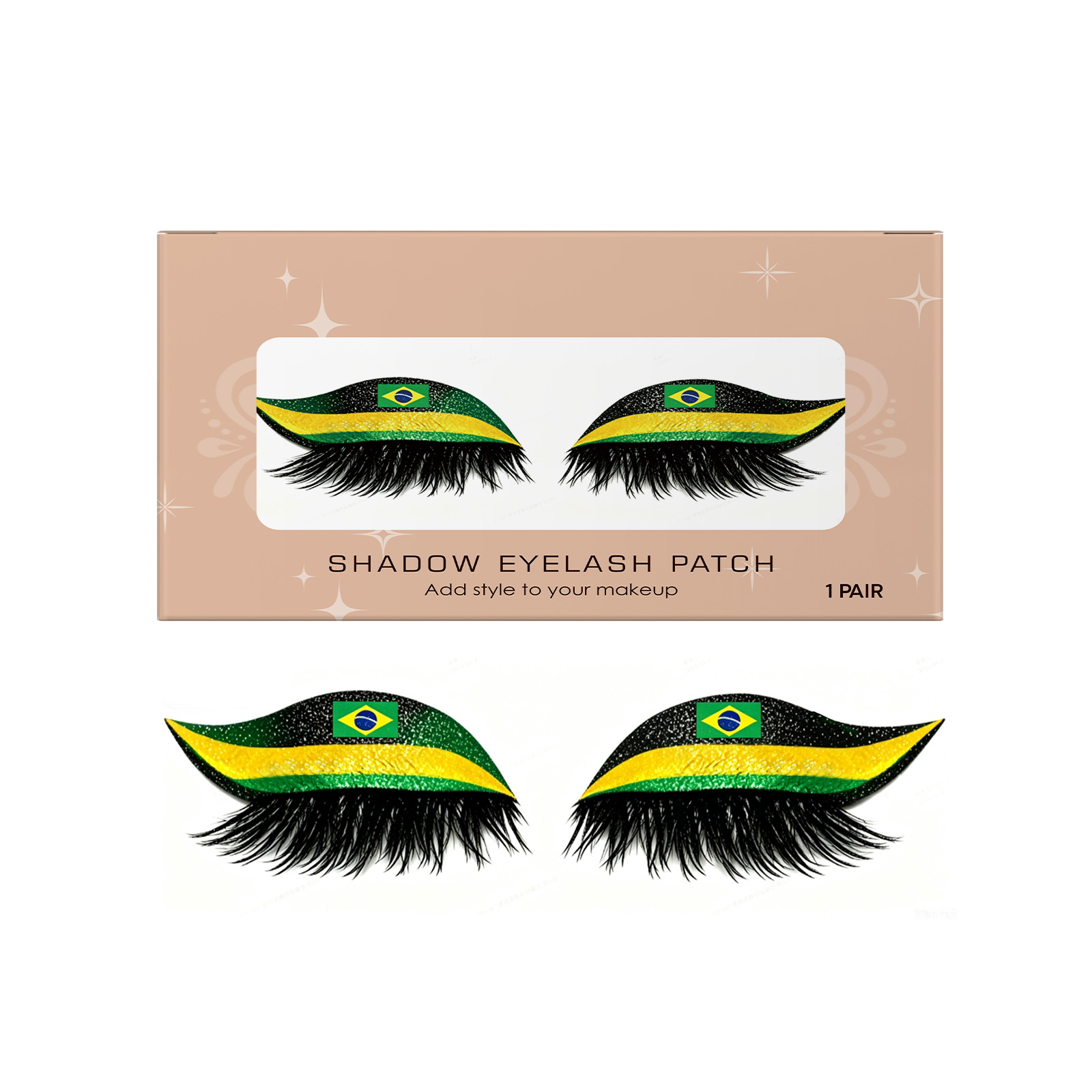Faux cils TORVIKX Drapeau brésilien : légers, confortables, recourbés en 3D, naturels, faciles à appliquer._voghion.com