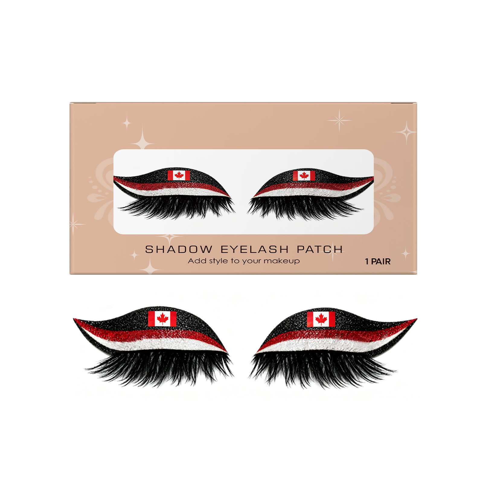TORVIKX Canadian Flag False Eyelashes Lightweight Comfortable Curled Natural Easy To Apply False Eyelashes_voghion.com